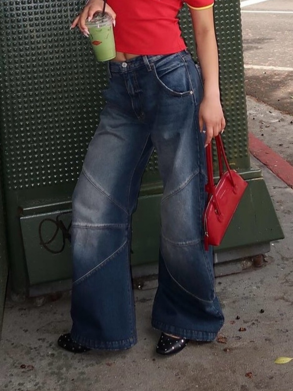 EB Denim Frederic Barrel Dark Blue Wide-Leg Seam Jeans Blue Dream